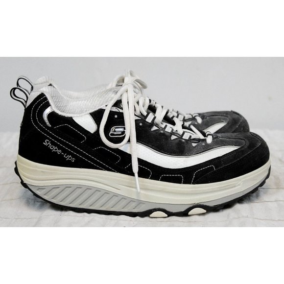 Sketchers Shape up Sneakers Shoes Women Sz 9 Black/White Comfort Fitness - Picture 6 of 11